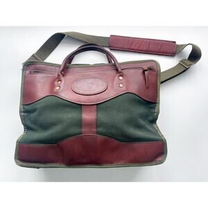 Vintage Orvis Battenkill  Green Canvas and Leather Briefcase Messenger Bag
